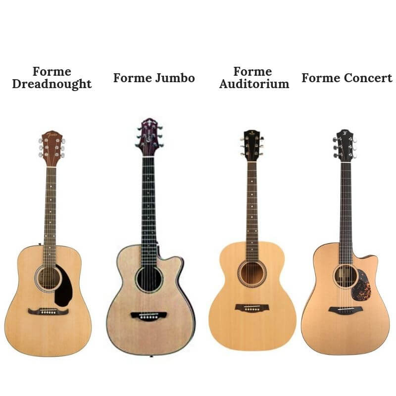 les différentes formes de guitares acoustiques